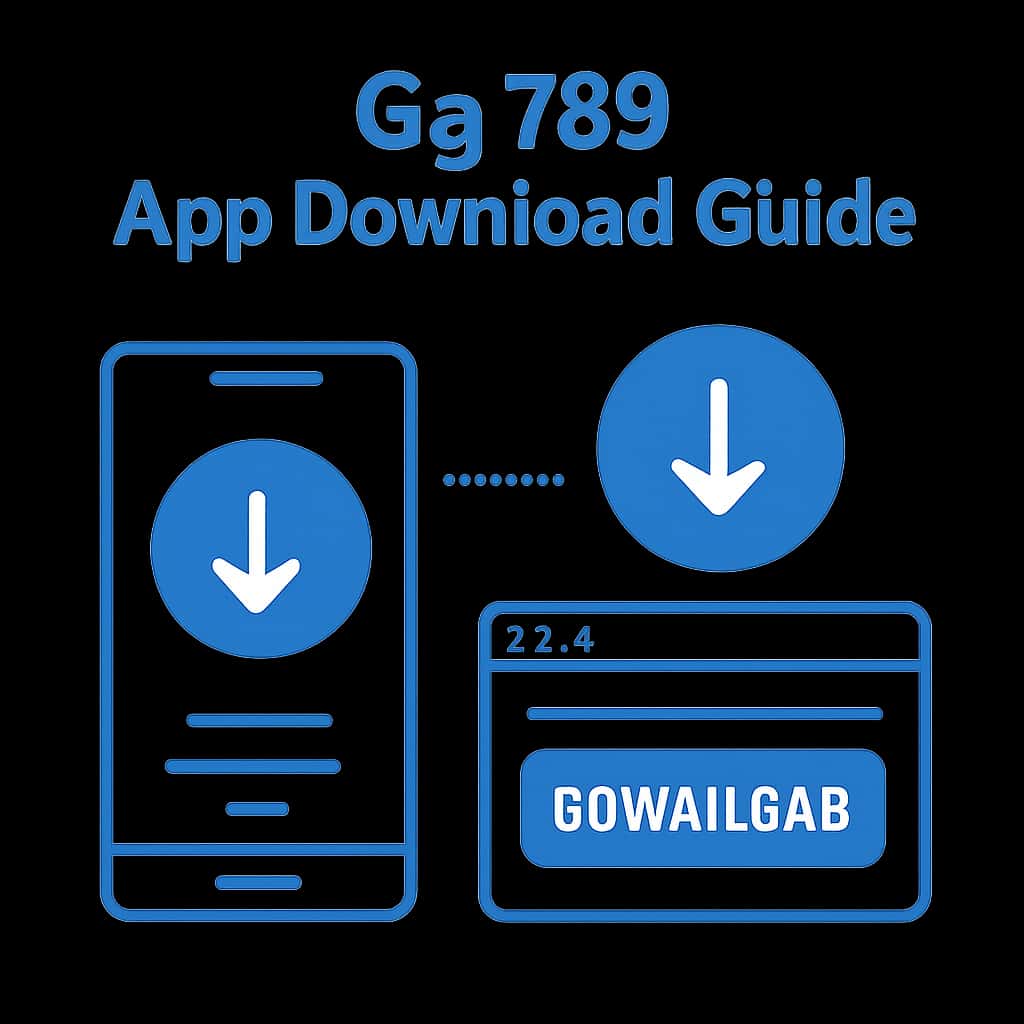 An educational diagram illustrating steps for downloading the Gg 789 app.