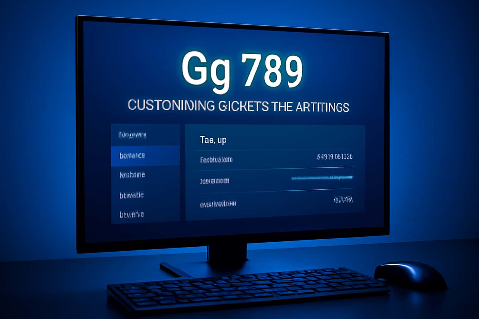 A futuristic visual featuring the text 'Gg 789' in a professional layout.